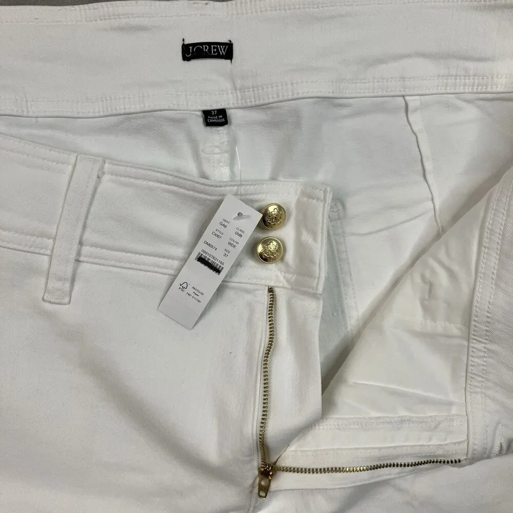 J Crew Shorts Womens 37 Plus White Denim Stacked Button High Rise Stretch CI067
